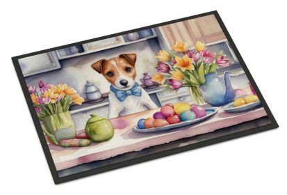 Decorating Easter Jack Russell Terrier Doormat Front Door Mat Indoor Outdoor Rugs for Entryway, Non Slip Washable Low Pile, 24H X 36W