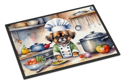 Tibetan Spaniel The Chef Doormat Front Door Mat Indoor Outdoor Rugs for Entryway, Non Slip Washable Low Pile, 24H X 36W