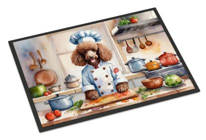 Chocolate Poodle The Chef Doormat Front Door Mat Indoor Outdoor Rugs for Entryway, Non Slip Washable Low Pile, 24H X 36W