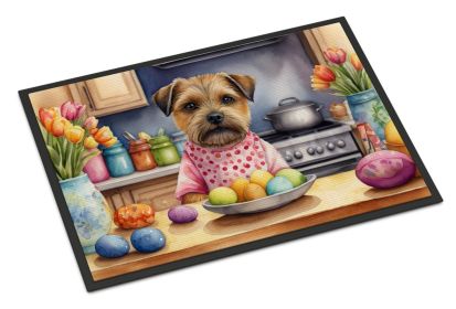 Decorating Easter Border Terrier Doormat Front Door Mat Indoor Outdoor Rugs for Entryway, Non Slip Washable Low Pile, 24H X 36W