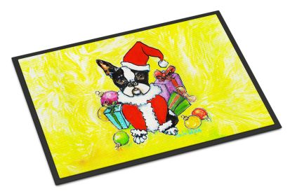 Boston Terrier Stinker That Stole Christmas Doormat Front Door Mat Indoor Outdoor Rugs for Entryway, Non Slip Washable Low Pile, 24H X 36W