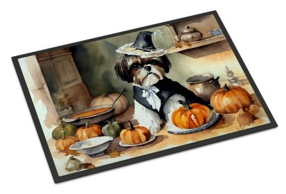 Shih Tzu Fall Kitchen Pumpkins Doormat Front Door Mat Indoor Outdoor Rugs for Entryway, Non Slip Washable Low Pile, 24H X 36W