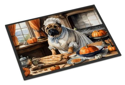 Shar Pei Fall Kitchen Pumpkins Doormat Front Door Mat Indoor Outdoor Rugs for Entryway, Non Slip Washable Low Pile, 24H X 36W