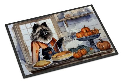 Keeshond Fall Kitchen Pumpkins Doormat Front Door Mat Indoor Outdoor Rugs for Entryway, Non Slip Washable Low Pile, 24H X 36W