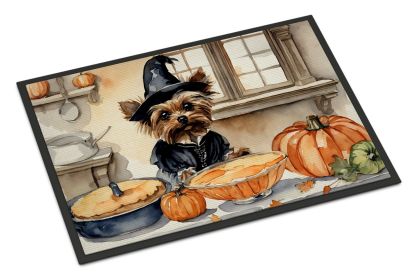 Yorkie Fall Kitchen Pumpkins Doormat Front Door Mat Indoor Outdoor Rugs for Entryway, Non Slip Washable Low Pile, 24H X 36W