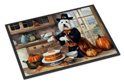 Coton De Tulear Fall Kitchen Pumpkins Doormat Front Door Mat Indoor Outdoor Rugs for Entryway, Non Slip Washable Low Pile, 24H X 36W