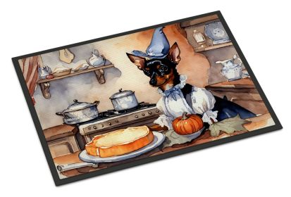 Miniature Pinscher Fall Kitchen Pumpkins Doormat Front Door Mat Indoor Outdoor Rugs for Entryway, Non Slip Washable Low Pile, 24H X 36W