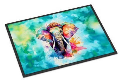 Hippie Animal Elephant Doormat Front Door Mat Indoor Outdoor Rugs for Entryway, Non Slip Washable Low Pile, 24H X 36W