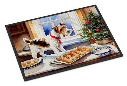 Wire Fox Terrier Christmas Cookies Doormat Front Door Mat Indoor Outdoor Rugs for Entryway, Non Slip Washable Low Pile, 24H X 36W