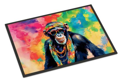 Hippie Animal Chimpanzee Doormat Front Door Mat Indoor Outdoor Rugs for Entryway, Non Slip Washable Low Pile, 24H X 36W