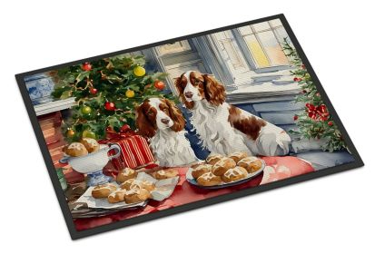 Welsh Springer Spaniel Christmas Cookies Doormat Front Door Mat Indoor Outdoor Rugs for Entryway, Non Slip Washable Low Pile, 24H X 36W