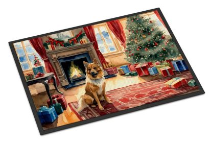 Finnish Spitz Cozy Christmas Doormat Front Door Mat Indoor Outdoor Rugs for Entryway, Non Slip Washable Low Pile, 24H X 36W