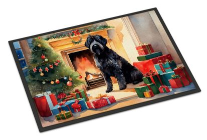 Bouvier des Flandres Cozy Christmas Doormat Front Door Mat Indoor Outdoor Rugs for Entryway, Non Slip Washable Low Pile, 24H X 36W