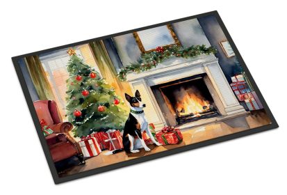 Basenji Cozy Christmas Doormat Front Door Mat Indoor Outdoor Rugs for Entryway, Non Slip Washable Low Pile, 24H X 36W