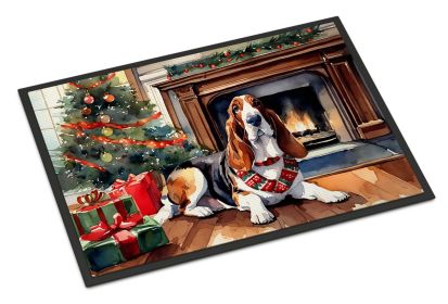 Basset Hound Cozy Christmas Doormat Front Door Mat Indoor Outdoor Rugs for Entryway, Non Slip Washable Low Pile, 24H X 36W