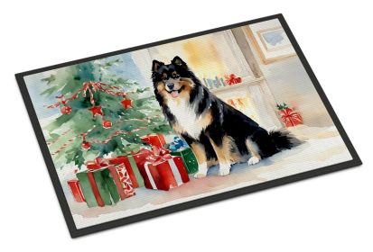 Finnish Lapphund Cozy Christmas Doormat Front Door Mat Indoor Outdoor Rugs for Entryway, Non Slip Washable Low Pile, 24H X 36W