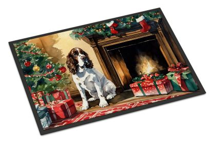 English Springer Spaniel Cozy Christmas Doormat Front Door Mat Indoor Outdoor Rugs for Entryway, Non Slip Washable Low Pile, 24H X 36W