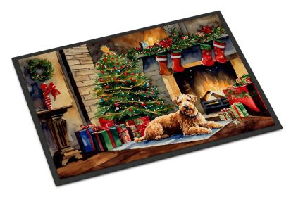 Lakeland Terrier Cozy Christmas Doormat Front Door Mat Indoor Outdoor Rugs for Entryway, Non Slip Washable Low Pile, 24H X 36W