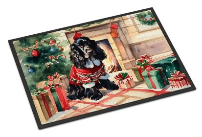 English Cocker Spaniel Cozy Christmas Doormat Front Door Mat Indoor Outdoor Rugs for Entryway, Non Slip Washable Low Pile, 24H X 36W