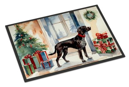 German Shorthaired Pointer Cozy Christmas Doormat Front Door Mat Indoor Outdoor Rugs for Entryway, Non Slip Washable Low Pile, 24H X 36W