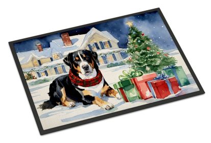 Entlebucher Mountain Dog Cozy Christmas Doormat Front Door Mat Indoor Outdoor Rugs for Entryway, Non Slip Washable Low Pile, 24H X 36W