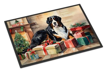 Bernese Mountain Dog Cozy Christmas Doormat Front Door Mat Indoor Outdoor Rugs for Entryway, Non Slip Washable Low Pile, 24H X 36W