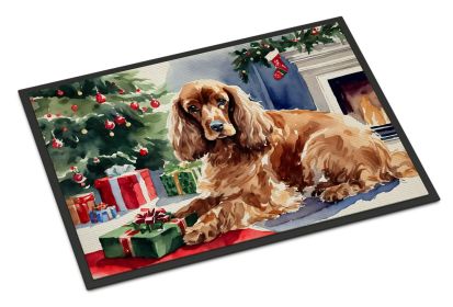 Cocker Spaniel Cozy Christmas Doormat Front Door Mat Indoor Outdoor Rugs for Entryway, Non Slip Washable Low Pile, 24H X 36W