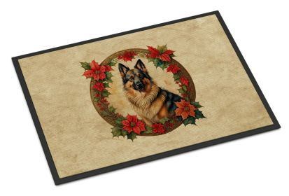 Belgian Tervuren Christmas Flowers Doormat Front Door Mat Indoor Outdoor Rugs for Entryway, Non Slip Washable Low Pile, 24H X 36W