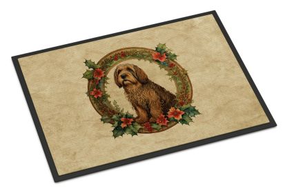 Otterhound Christmas Flowers Doormat Front Door Mat Indoor Outdoor Rugs for Entryway, Non Slip Washable Low Pile, 24H X 36W