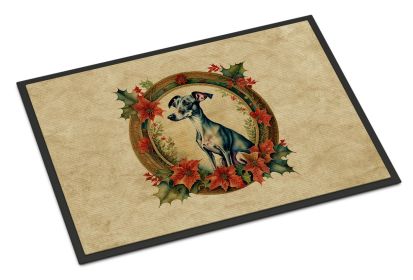 Italian Greyhound Christmas Flowers Doormat Front Door Mat Indoor Outdoor Rugs for Entryway, Non Slip Washable Low Pile, 24H X 36W