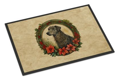 Scottish Deerhound Christmas Flowers Doormat Front Door Mat Indoor Outdoor Rugs for Entryway, Non Slip Washable Low Pile, 24H X 36W