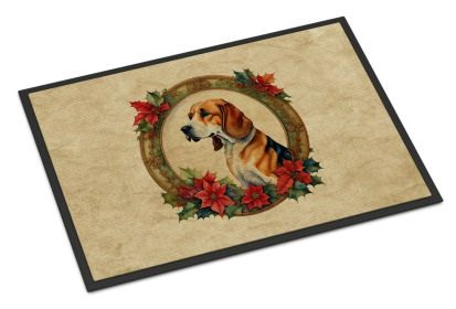 American Foxhound Christmas Flowers Doormat Front Door Mat Indoor Outdoor Rugs for Entryway, Non Slip Washable Low Pile, 24H X 36W