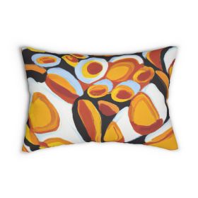 Decorative Lumbar Throw Pillow - Orange Black White Geometric Print Pattern