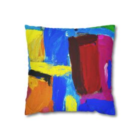 Decorative Throw Pillow Covers With Zipper - Set Of 2, Blue Red Yellow Multicolor Abstract Pattern