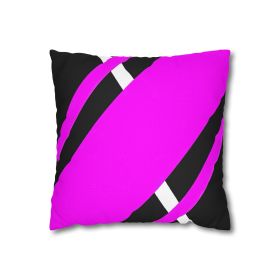 Decorative Throw Pillow Covers With Zipper - Set Of 2, Black And Pink Geometric Pattern