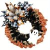 Ghost Halloween Wreath Front Door Decor, Door Wreath, Halloween Festival Holiday Wreath, Ghost Wreath Door Decoration