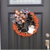 Ghost Halloween Wreath Front Door Decor, Door Wreath, Halloween Festival Holiday Wreath, Ghost Wreath Door Decoration