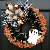 Ghost Halloween Wreath Front Door Decor, Door Wreath, Halloween Festival Holiday Wreath, Ghost Wreath Door Decoration