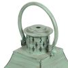 Noble House Montville Mango Wood Handcrafted Decorative Lantern, White and Green Patina