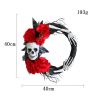 Halloween Skull Wreath Creative Horror Ghost Festival Red Rose Wreath Party Decoration Props