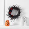 Halloween wilted wreath Faux flowers black decorative wreath door hanging holiday decoration rattan circle wall hanging