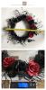 Halloween wilted wreath Faux flowers black decorative wreath door hanging holiday decoration rattan circle wall hanging