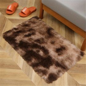 1pc, Tie-Dyed Plush Shag Furry Area Rug for Bedroom, Living Room, Nursery, and Kids Room - Ultra Soft and Fluffy, Washable, Non-Shedding (Color: Tie-dye Brown, size: 19.69*31.5inch)