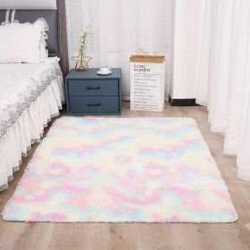 1pc, Tie-Dyed Plush Shag Furry Area Rug for Bedroom, Living Room, Nursery, and Kids Room - Ultra Soft and Fluffy, Washable, Non-Shedding (Color: Tie-dye Colorful, size: 35.4*59.1 inch)