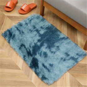 1pc, Tie-Dyed Plush Shag Furry Area Rug for Bedroom, Living Room, Nursery, and Kids Room - Ultra Soft and Fluffy, Washable, Non-Shedding (Color: Tie-dye Sapphire Blue, size: 23.62*47.24inch)