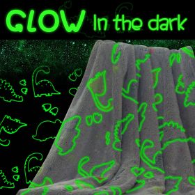 Glow in The Dark Blanket Unicorn Gifts for Girls Kids;  Super Soft Blanket for 1-10 Year Old Birthday Christmas Halloween Thanksgiving Easter Gifts; (Color: Dinosaur Grey)