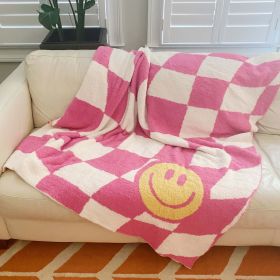 Wavy Check Butter Soft Throw Blanket (Color: Pink)