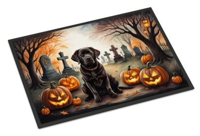 Chocolate Labrador Retriever Spooky Halloween Doormat Front Door Mat Indoor Outdoor Rugs for Entryway, Non Slip Washable Low Pile, 24H X 36W (Default: Default)