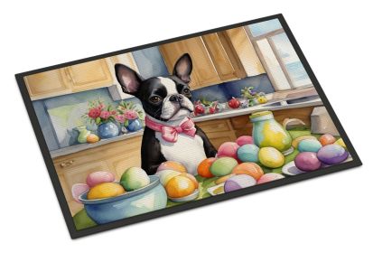 Decorating Easter Boston Terrier Doormat Front Door Mat Indoor Outdoor Rugs for Entryway, Non Slip Washable Low Pile, 24H X 36W (Default: Default)