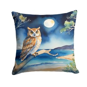 Owl Perched in Coastal Tree Throw Pillow Machine Washable, Indoor Outdoor Decorative Pillow for Couch, Bed or Patio, 14Hx14W (Default: Default)